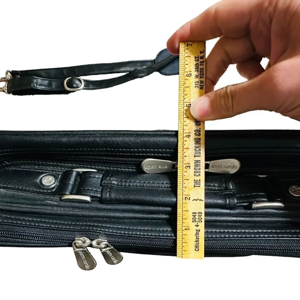 Pierre Cardin Black Leather Look Laptop Bag / brief case